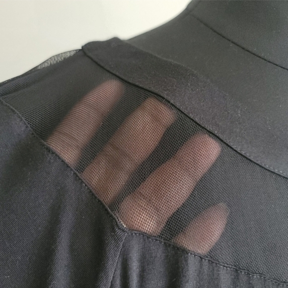 Spense Women's Plus Black Mesh Sheer Flowy Flounce Net Tunic Top Blouse 3X - Picture 4 of 6